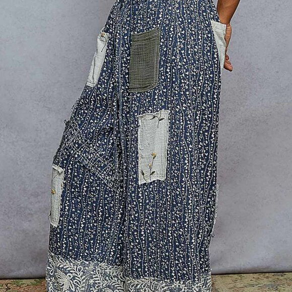 Isabella Indigo POL crafted floral jogger pants designed in gauze - Picture 2 of 5